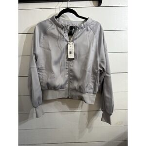 NWT Adidas Women's Silver Track Jacket ST Glam CovUp Full Zip Up Size Small